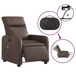 Fauteuil de massage inclinable électrique marron similicuir 584253584253