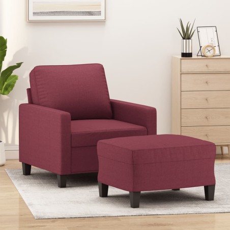 Fauteuil avec repose-pied Rouge bordeaux 60 cm Tissu 584255584255