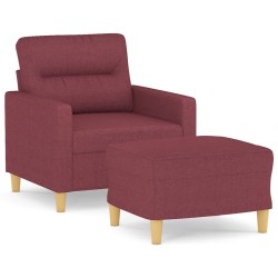 Fauteuil avec repose-pied Rouge bordeaux 60 cm Tissu 584256584256