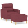 Fauteuil avec repose-pied Rouge bordeaux 60 cm Tissu 584256584256