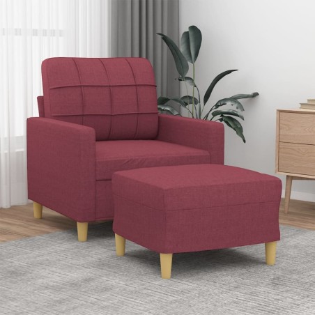 Fauteuil avec repose-pied Rouge bordeaux 60 cm Tissu 584257584257