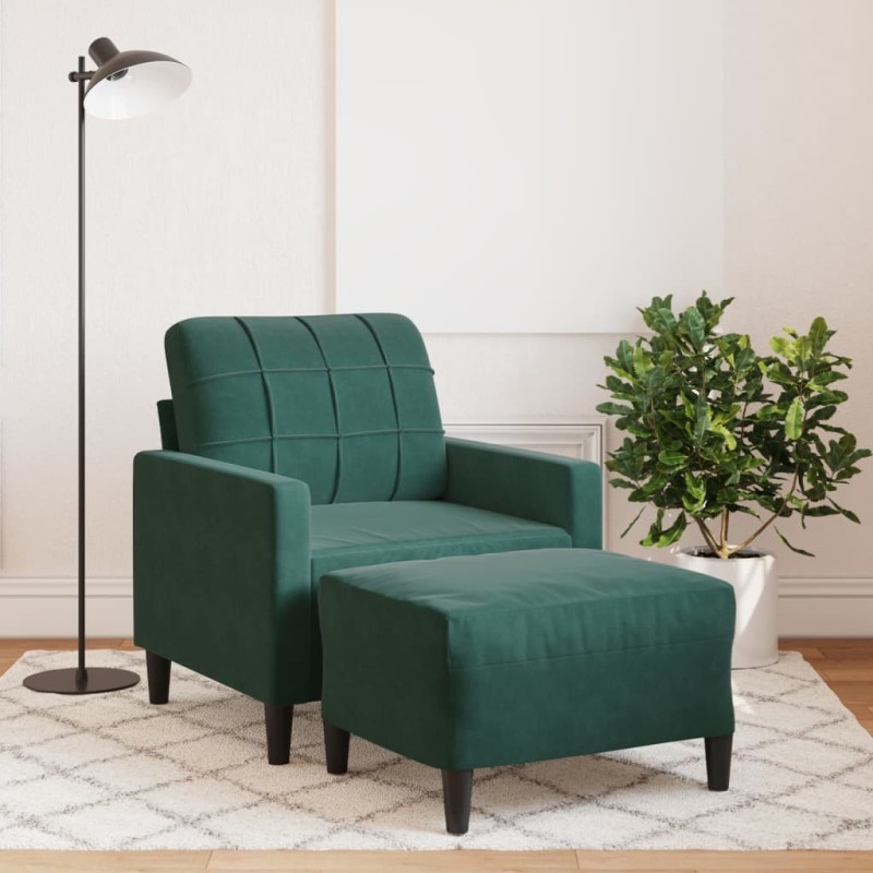 Fauteuil avec repose-pied Vert foncé 60 cm Velours 584259584259