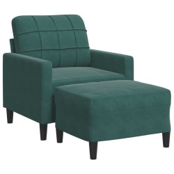 Fauteuil avec repose-pied Vert foncé 60 cm Velours 584259584259