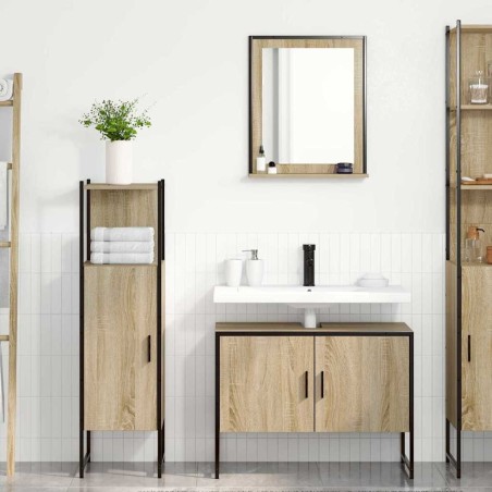 Ensemble de mobilier de salle de bain avec étagère 3 pcs Marron 584260584260