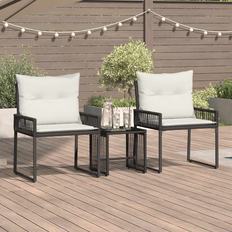 Ensemble de meubles d'extérieur 7 pcs Noir et blanc crème 584278584278