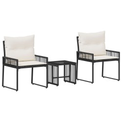 Ensemble de meubles d'extérieur 7 pcs Noir et blanc crème 584278584278