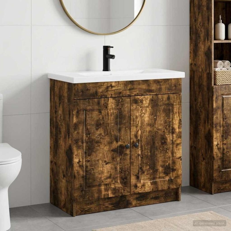 Ensemble de mobilier de salle de bain Chêne fumé 584281584281
