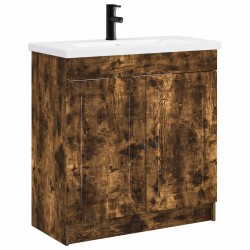 Ensemble de mobilier de salle de bain Chêne fumé 584284584284