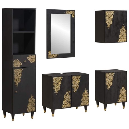 Ensemble de Meubles de Salle de Bain avec tiroir 5 pcs Noir 584288584288
