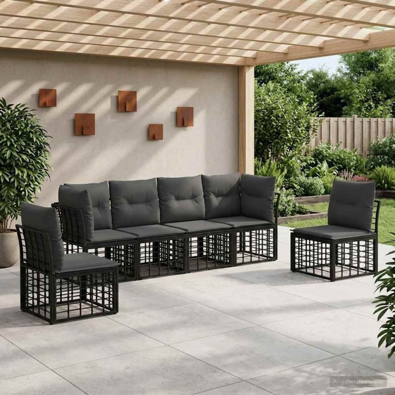 Ensemble de canapés d'extérieur Noir Polyester 584298584298
