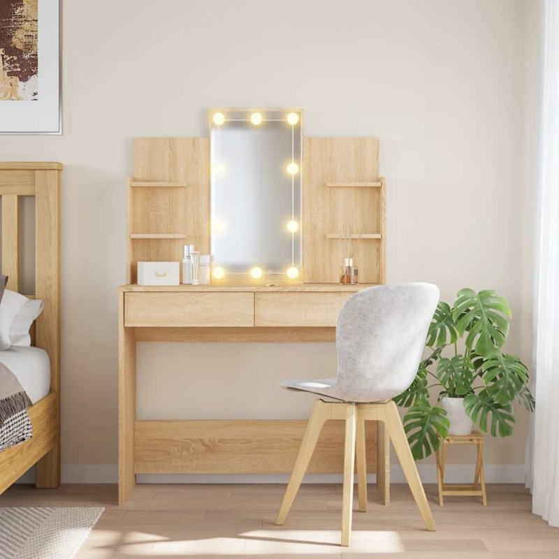 Coiffeuse avec lumières LED chêne sonoma 96x40x142 cm 584301584301