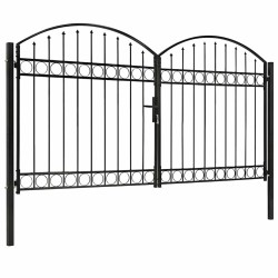 Portail de clôture ASSEN à double porte avec arc en acier 300 x 175 cm 584302584302