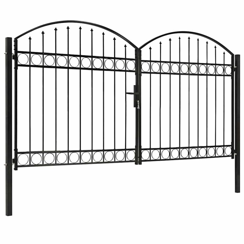 Portail de clôture ASSEN à double porte avec arc en acier 300 x 175 cm 584302584302