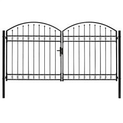 Portail de clôture ASSEN à double porte avec arc en acier 300 x 175 cm 584302584302