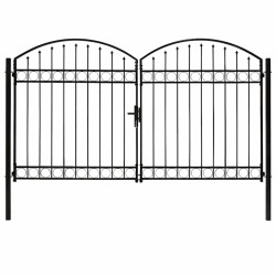 Portail de clôture ASSEN à double porte avec arc en haut en acier 300x200 cm 584303584303