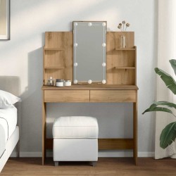 Coiffeuse avec lumières LED chêne artisanal 96x40x142 cm 584304584304