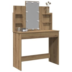 Coiffeuse avec lumières LED chêne artisanal 96x40x142 cm 584304584304