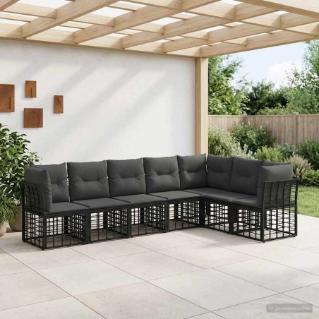 Ensemble de canapés d'extérieur Noir Polyester 584305584305