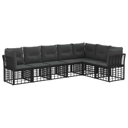 Ensemble de canapés d'extérieur Noir Polyester 584305584305