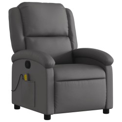 Fauteuil de massage inclinable gris cuir véritable 584308584308