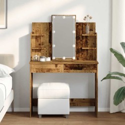 Coiffeuse avec lumières LED vieux bois 96x40x142 cm 584309584309