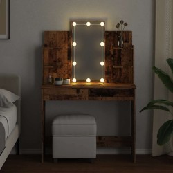 Coiffeuse avec lumières LED vieux bois 96x40x142 cm 584309584309