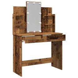 Coiffeuse avec lumières LED vieux bois 96x40x142 cm 584309584309