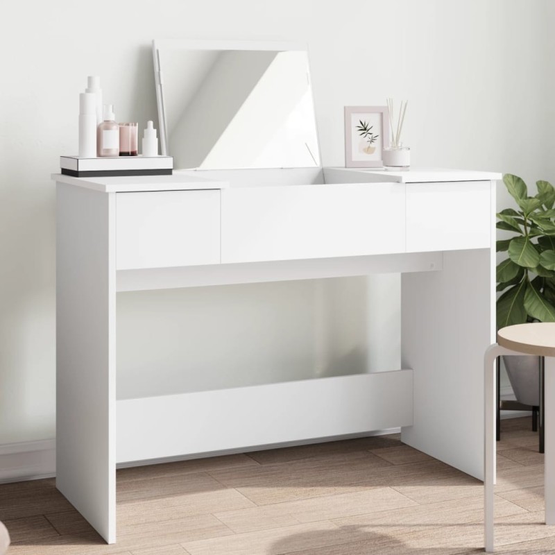 Coiffeuse avec miroir blanc 100x45x76 cm 584310584310