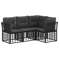 Ensemble de canapés d'extérieur Noir Polyester 584323584323