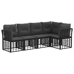 Ensemble de canapés d'extérieur Noir Polyester 584324584324