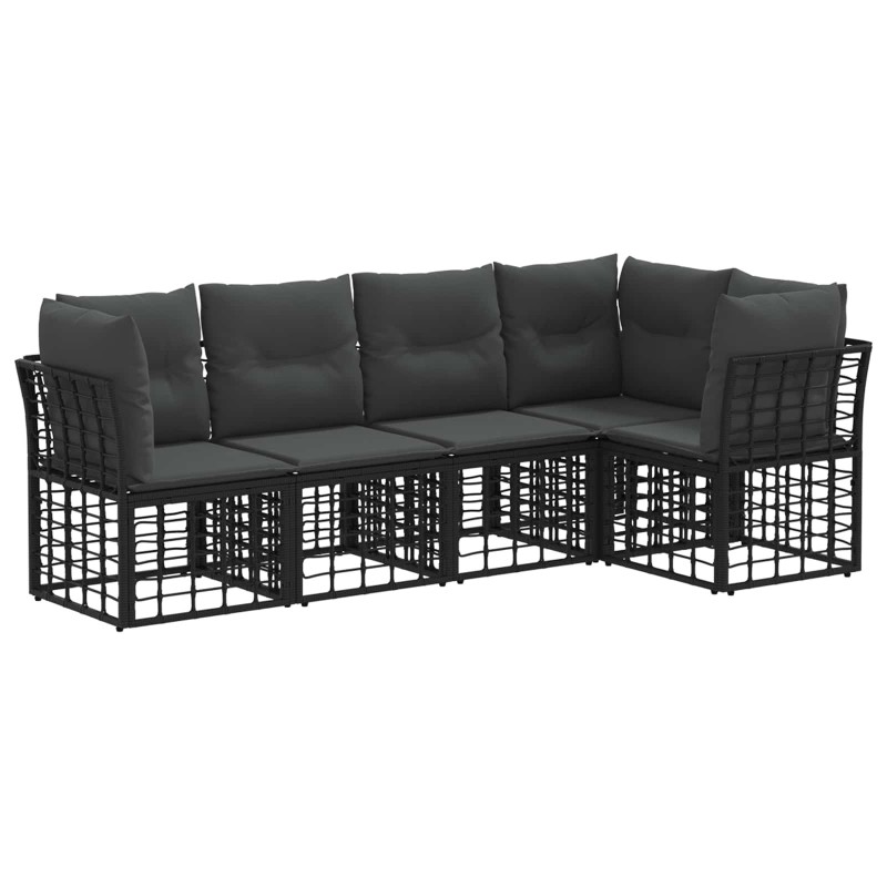 Ensemble de canapés d'extérieur Noir Polyester 584324584324
