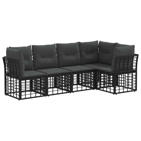 Ensemble de canapés d'extérieur Noir Polyester 584324584324