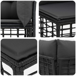 Ensemble de canapés d'extérieur Noir Polyester 584324584324