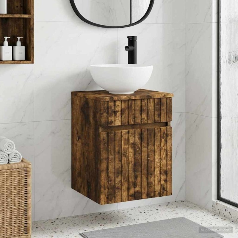 Meuble de lavabo mural Chêne fumé 39 x 41 x 64,5 cm 584327584327
