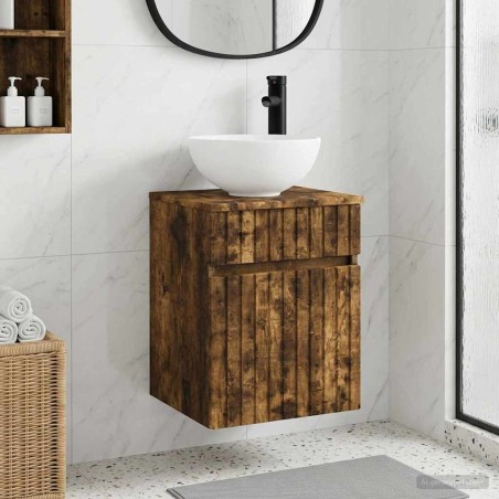 Meuble de lavabo mural Chêne fumé 39 x 41 x 64,5 cm 584327584327