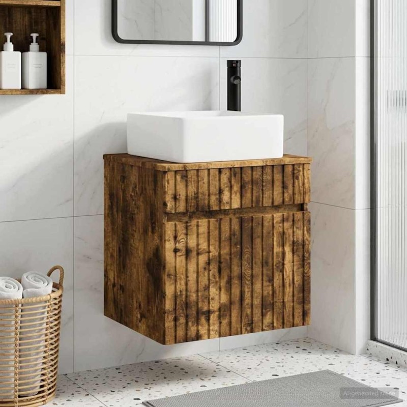 Meuble de lavabo mural Chêne fumé 49 x 41 x 63 cm 584328584328