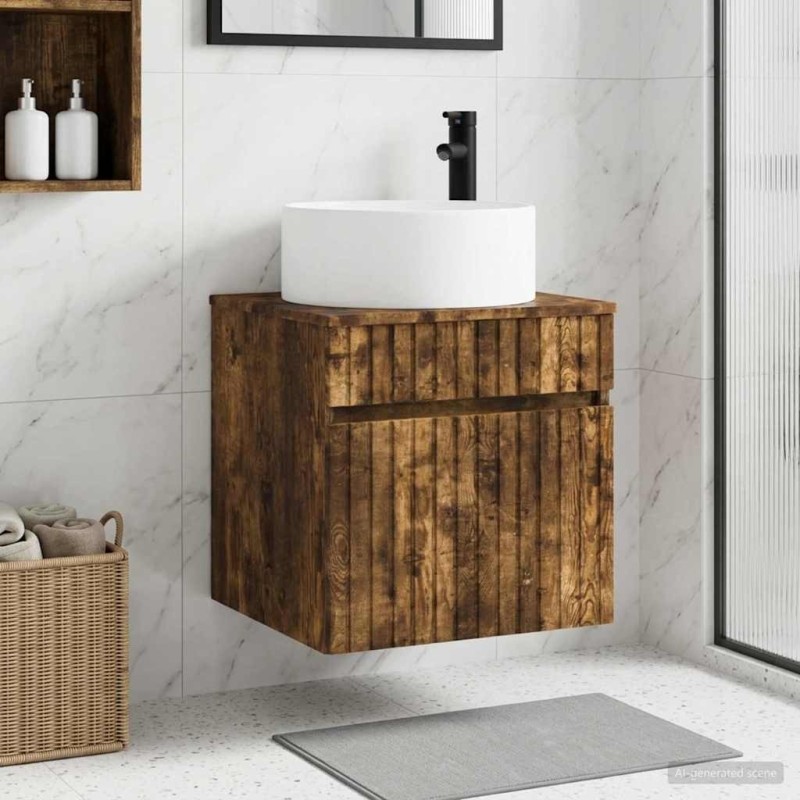 Meuble de lavabo mural Chêne fumé 49 x 44,5 x 65,5 cm 584330584330