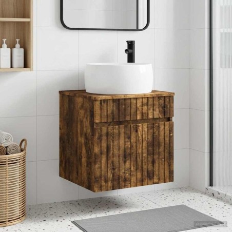 Meuble de lavabo mural Chêne fumé 49 x 44,5 x 66 cm 584331584331