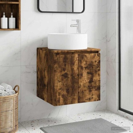 Meuble de lavabo mural Chêne fumé 49,5 x 44,5 x 65,5 cm 584333584333