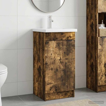 Meuble de salle de bain avec évier Chêne fumé 42 x 40 x 84,5 cm 584334584334