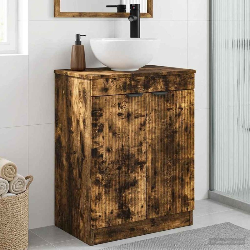 Meuble de salle de bain avec évier Chêne fumé 54 x 35 x 83 cm 584336584336