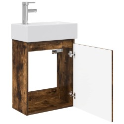 Meuble de salle de bain avec robinet Chêne fumé 584339584339