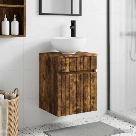 Meuble de lavabo mural Chêne fumé 39 x 35 x 63 cm 584341584341