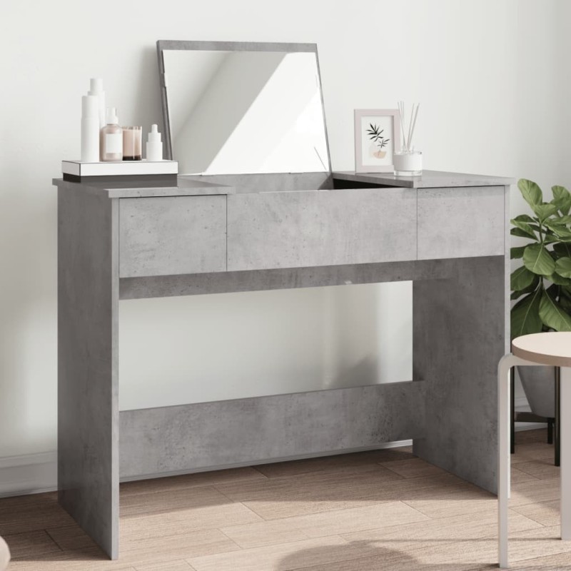Coiffeuse avec miroir gris béton 100x45x76 cm 584343584343