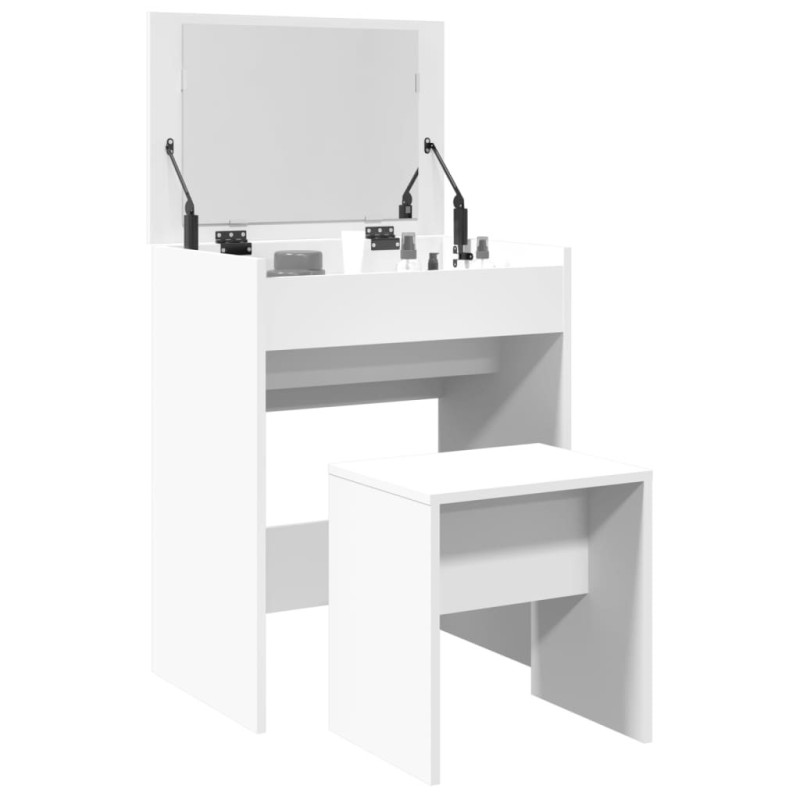Coiffeuse et tabouret blanc 60x40x113,5 cm 584345584345