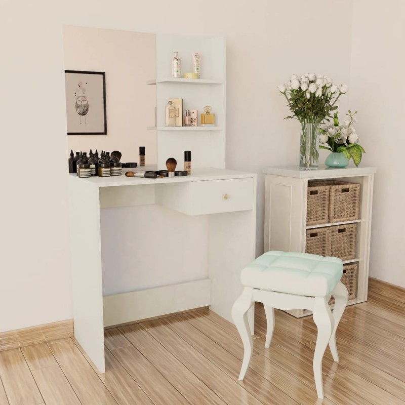 Coiffeuse Bois d’ingénierie 75x40x141 cm Blanc 584347584347