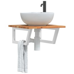 Étagère de vasque murale acier et bois massif d'acacia 584348584348