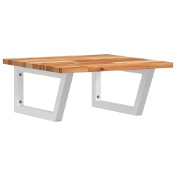 Étagère de vasque murale acier et bois massif d'acacia 584348584348