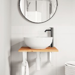 Étagère de vasque murale acier et bois massif d'acacia 584348584348