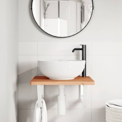 Étagère de vasque murale acier et bois massif de hêtre 584351584351